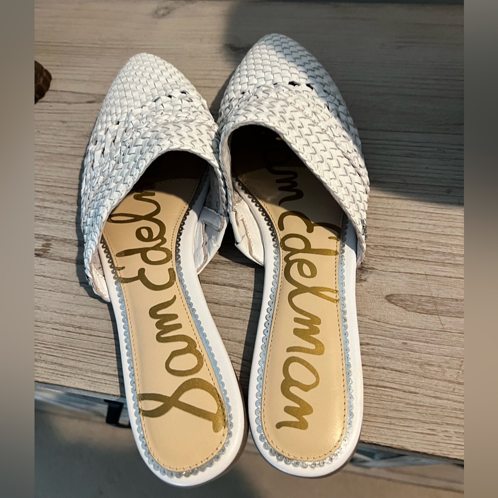 Sam Edelman Natalya Woven White Mules SZ 10